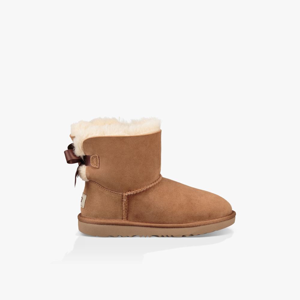 Bottes UGG Mini Bailey Bow II Fille Marron Soldes 116BAGWD